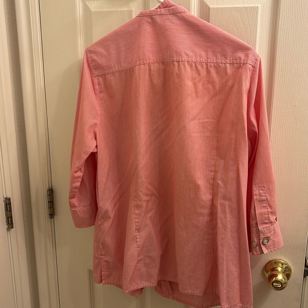 Red and White stripped button up